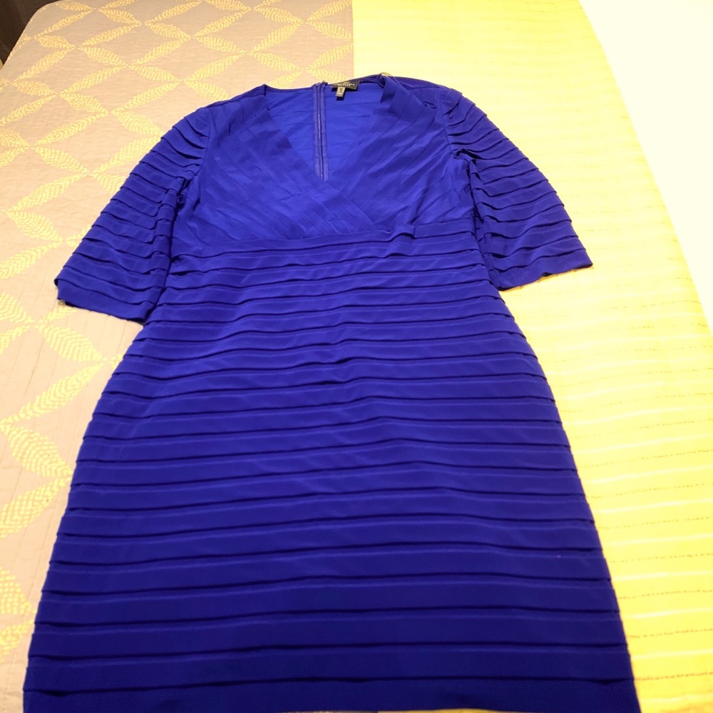 Cool Blue Pleated Midi-dress
